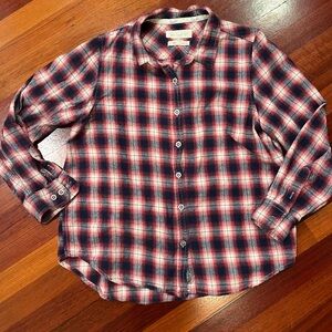 Purnell Women's Plaid Flannel Button-Down Shirt - Red and Blue